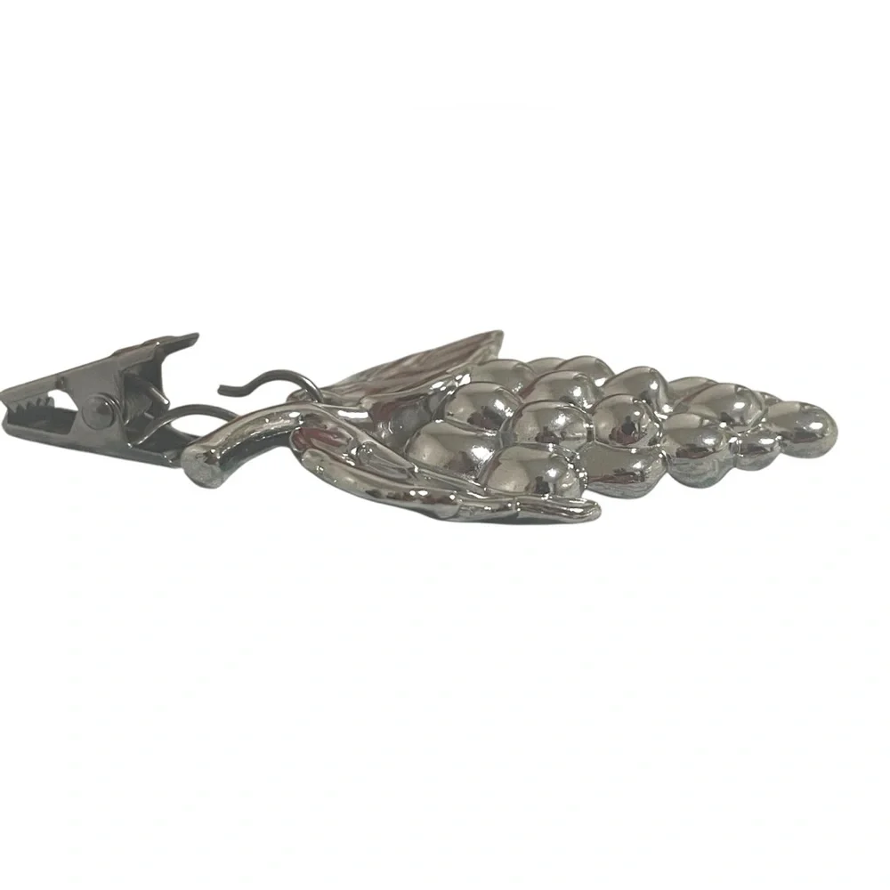 Metal Tablecloth Weights Grapes Fruit Solid Heavy Silver Color Set of 4